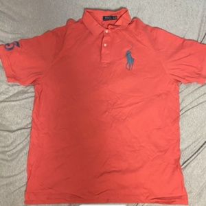 POLO RALPH LAUREN MENS PRE OWNED 2-BUTTON MESH SHIRT RED 3XLT